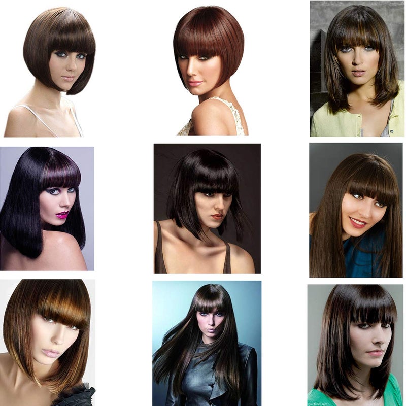 SLLIE 8" Clip-in Bangs Hair Extensions - Thick, Full Neat Fringe with Temples - One Piece Clip-on Front Bangs Hairpiece - Image 3
